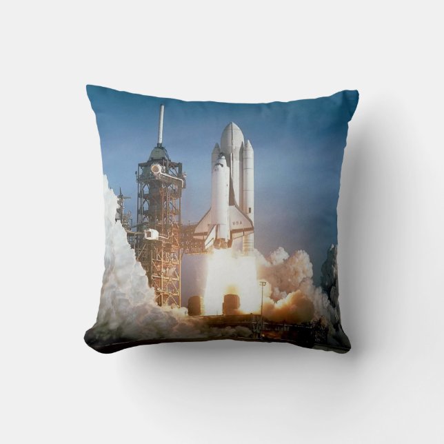 Rocket Launch Throw Pillow (Front)