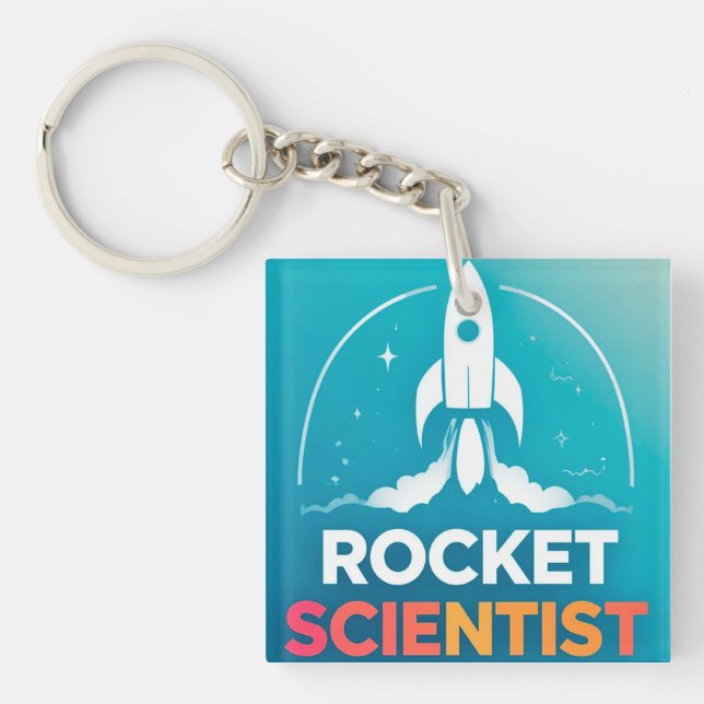 Rocket Launch with Vibrant Text Keychain (Front)