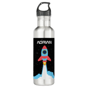 Rocket Launching in Outer Space Custom Name 710 Ml Water Bottle