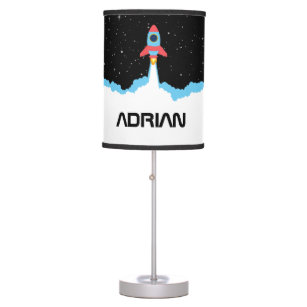 Rocket Launching in Outer Space Custom Name Table Lamp