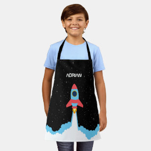 Rocket Launching in Outer Space Kids Apron