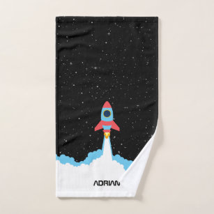 Rocket Launching in Outer Space Kids Bath Towel Set