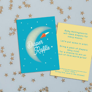 Rocket & Moon Diaper Raffle Red & Teal Enclosure Card