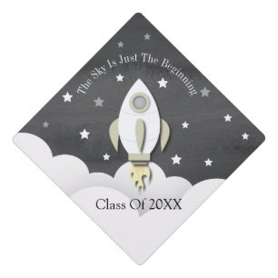 Rocket Outer Space Graduation  Classic Round Stick Cap Topper