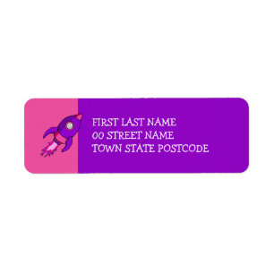 Rocket pink purple Return Address Label