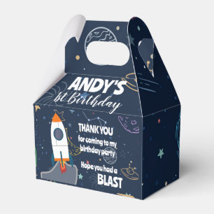 Rocket & Planets Outer Space Birthday Party Favor Box