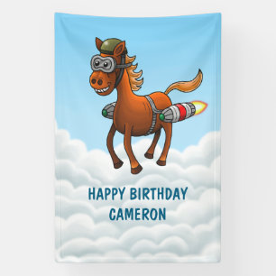 Rocket Pony Birthday Banner