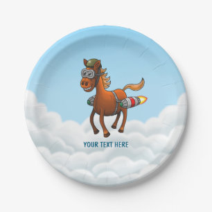 Rocket Pony Birthday Paper Plate