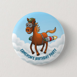Rocket Pony's Birthday 2 Inch Round Button