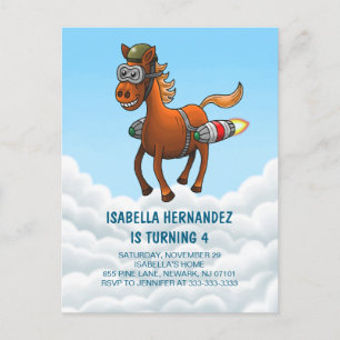 Rocket Pony's Birthday Invitation Postcard