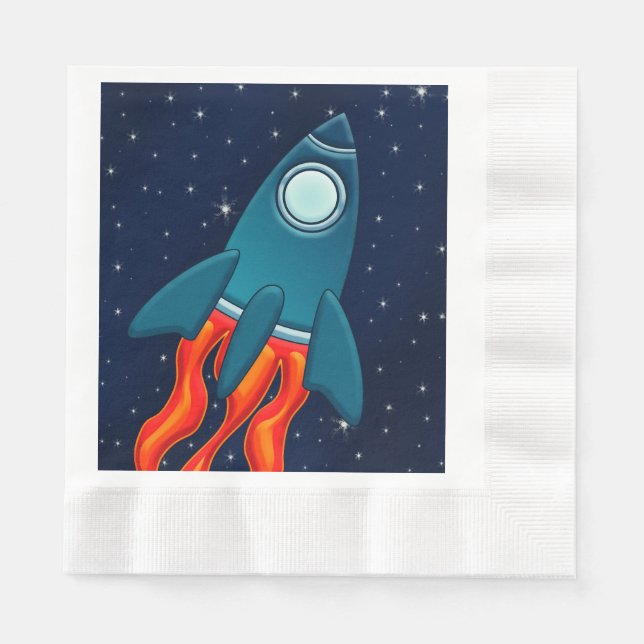Rocket Postcard Favour Tags Napkin (Front)