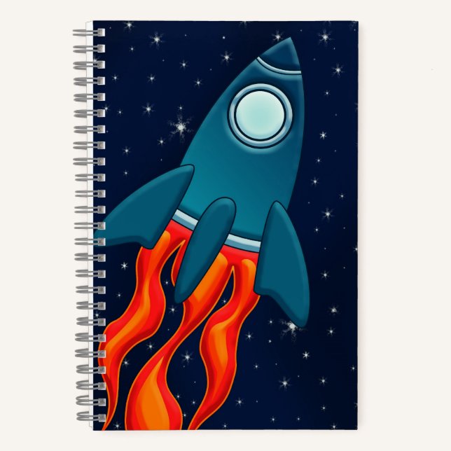 Rocket Postcard Favour Tags Notebook (Front)