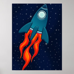 Rocket Postcard Favour Tags Poster