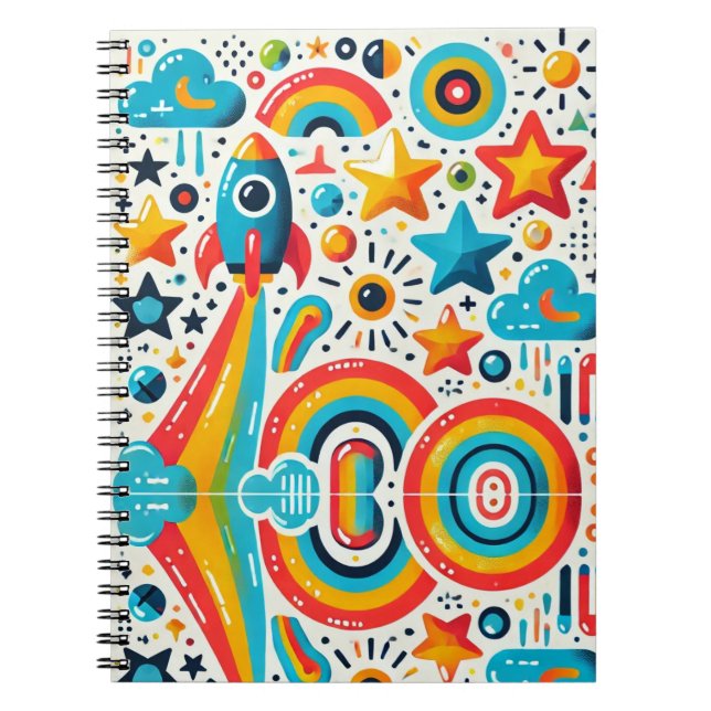  "Rocket Rainbow"  Spiral Notebook (Front)