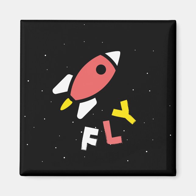 Rocket - Red & Yellow Abstract Pop Art. FLY! Magnet (Front)
