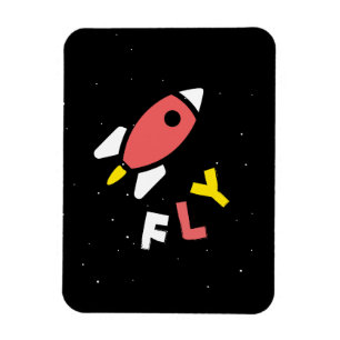 Rocket - Red & Yellow Abstract Pop Art. FLY! Magnet