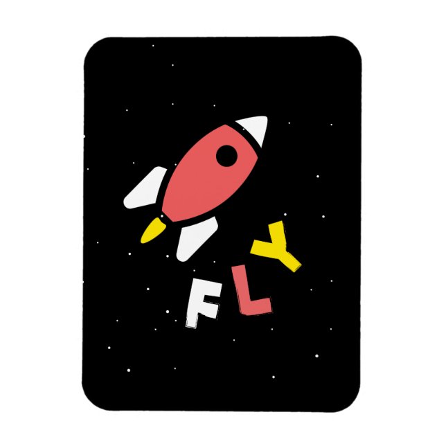 Rocket - Red & Yellow Abstract Pop Art. FLY! Magnet (Vertical)