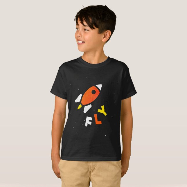 Rocket - Red & Yellow Abstract Pop Art. FLY! T-Shirt (Front Full)