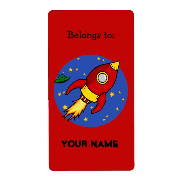 Rocket red yellow Bookplate Label (Front)