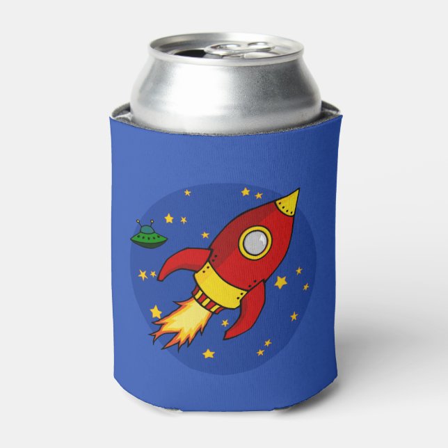Rocket red yellow Can Cooler (Can Front)