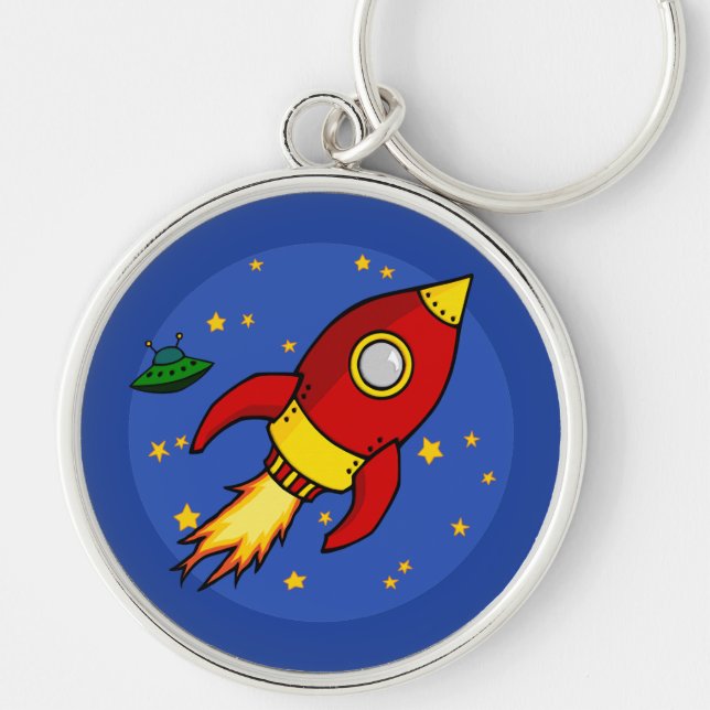 Rocket red yellow Premium Keychain (Front)