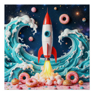 Rocket Ride Through Doughnuts and Planets  Poster