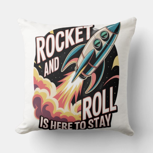 Rocket Roll  Throw Pillow (Front)