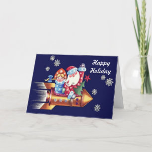 Rocket Santa Custom Greetings Card