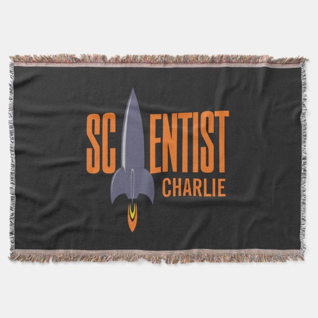 Rocket Scientist custom name throw blanket (Front)