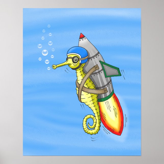 Rocket Seahorse Poster (Front)