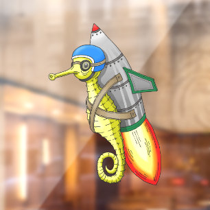 Rocket Seahorse Window Cling
