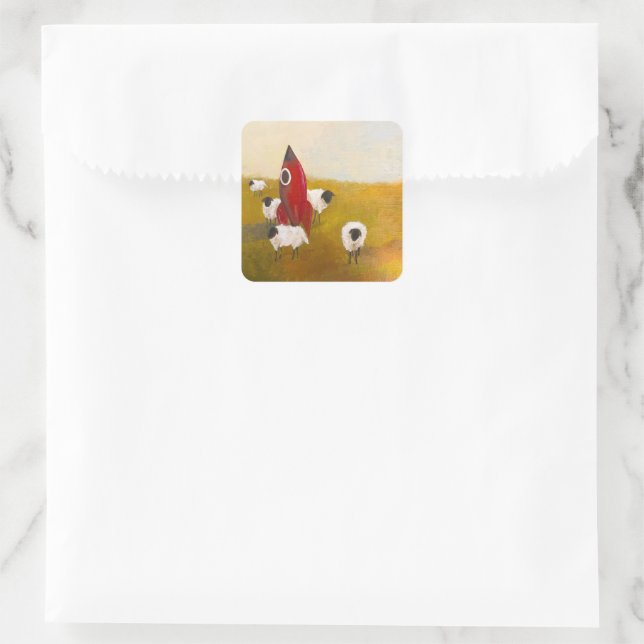 Rocket Sheep Square Sticker (Bag)