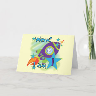 Rocket Ship 1st Birthday Tshirts and Gifts Card