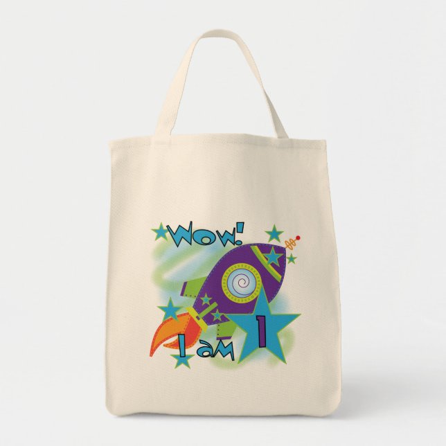 Rocket Ship 1st Birthday Tshirts and Gifts Tote Bag (Front)