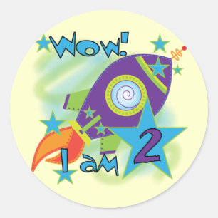 Rocket Ship 2nd Birthday T-shirts and Gifts Classic Round Sticker