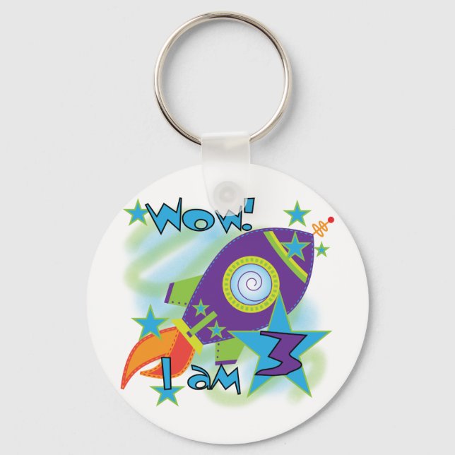 Rocket Ship 3rd Birthday T-shirts and Gifts Keychain (Front)
