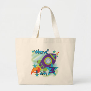 Rocket Ship 3rd Birthday T-shirts and Gifts Large Tote Bag