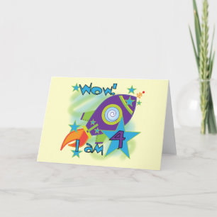 Rocket Ship 4th Birthday T-shirts and Gifts Card
