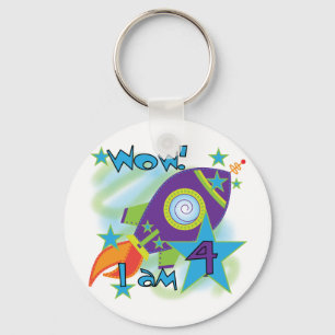 Rocket Ship 4th Birthday T-shirts and Gifts Keychain