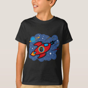 Rocket Ship 6th Birthday T-Shirt