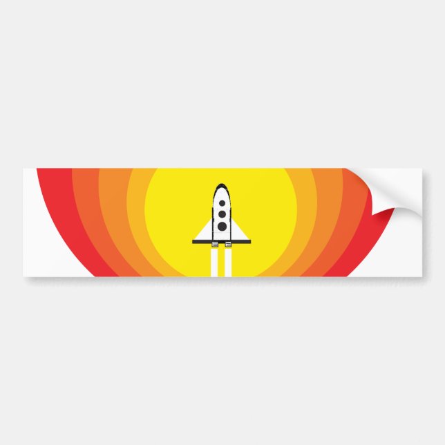 Rocket ship and the sunspot bumper sticker (Front)