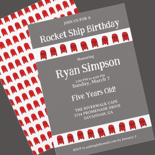Rocket Ship Birthday Party Invitation (Creator Uploaded)