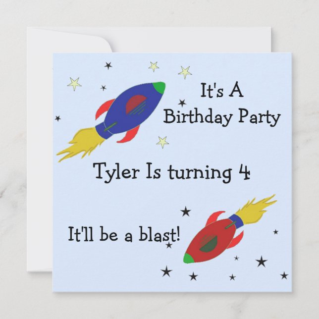 Rocket Ship Birthday Party Invitation (Front)