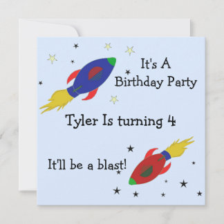 Rocket Ship Birthday Party Invitation