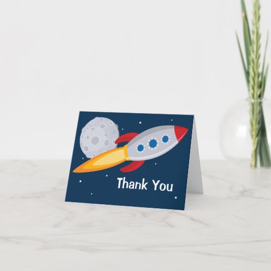 Personalised Photo Space Theme Rocket birthday thank you cards inc Envelopes