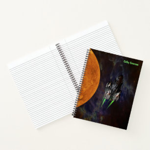 Rocket Ship Blast Off in Outer Space - Rocketship Notebook