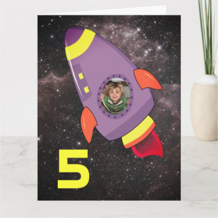 Rocket Ship Boys Birthday Card Photo Template
