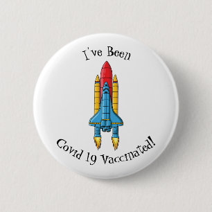 Rocket ship cartoon illustration 2 inch round button