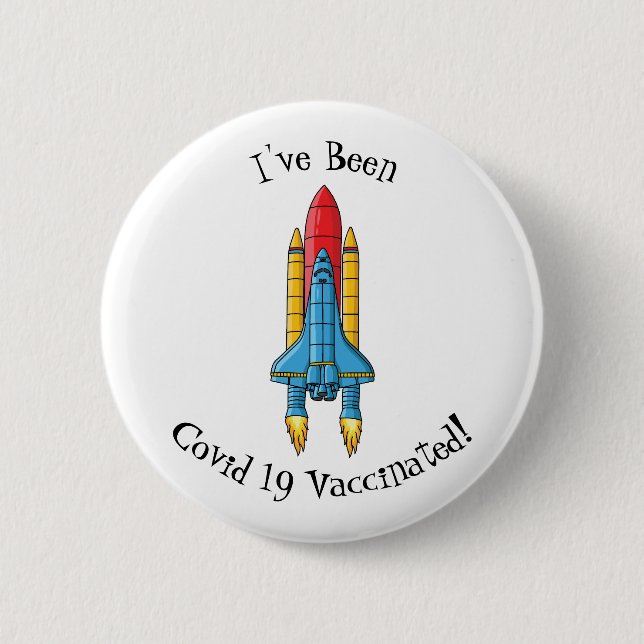 Rocket ship cartoon illustration 2 inch round button (Front)