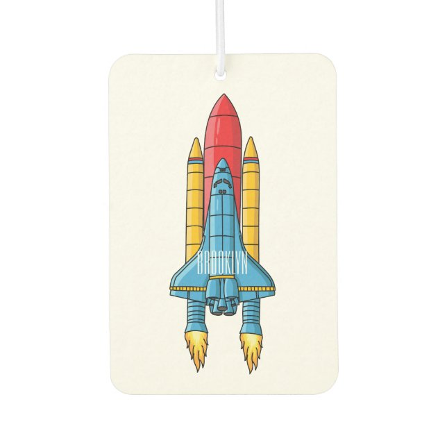 Rocket ship cartoon illustration air freshener (Front)